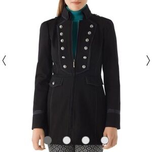 White House Black Market Black Pea Coat Military Style Jacket- size Small